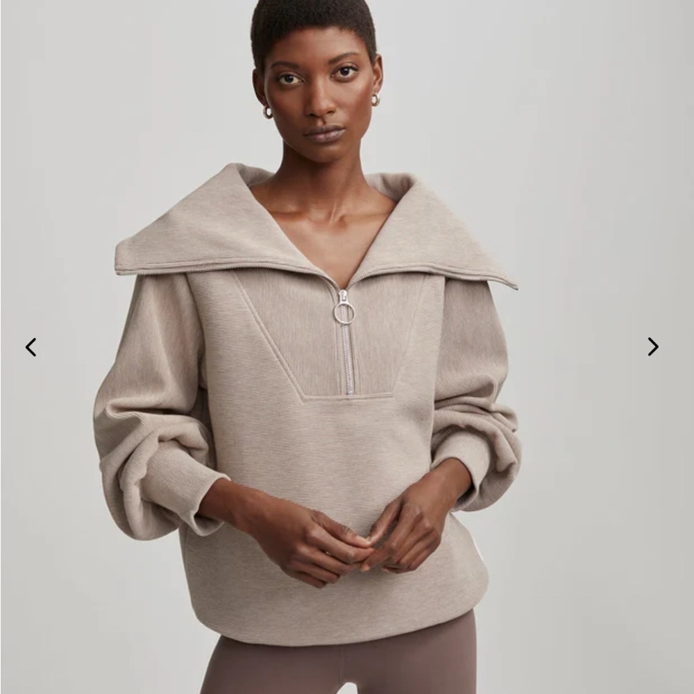 Varley Taupe Quarter-Zip Sweater